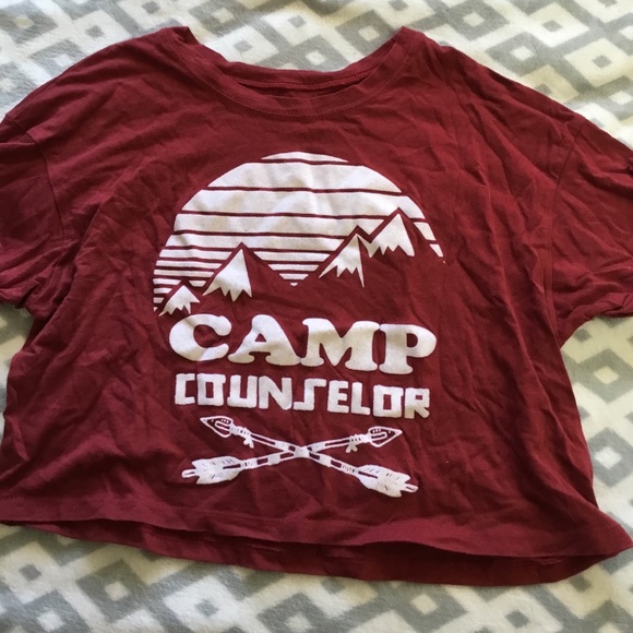 Rebellious One Tops - Red camp crop tee Rebellious One Tops - Red camp crop tee